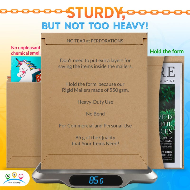 ABC PACK & SUPPLY Brown Rigid Mailers, 13 x 18 Inches. Pack of 10 Photo Mailer Envelopes. Flat Cardboard Mailers Self-Seal. Sturdy Cardboard Photo Envelope. Recyclable Hard Shipping Envelopes - Image 3